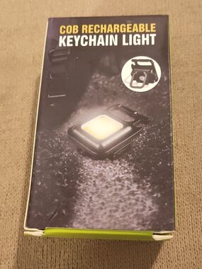 COB Rechargeable Keychain Light - Black with Yellow COB